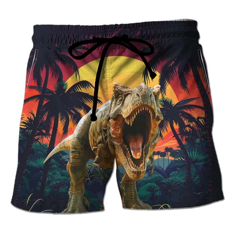 Funny 3D Printing Dinosaur Beach Shorts