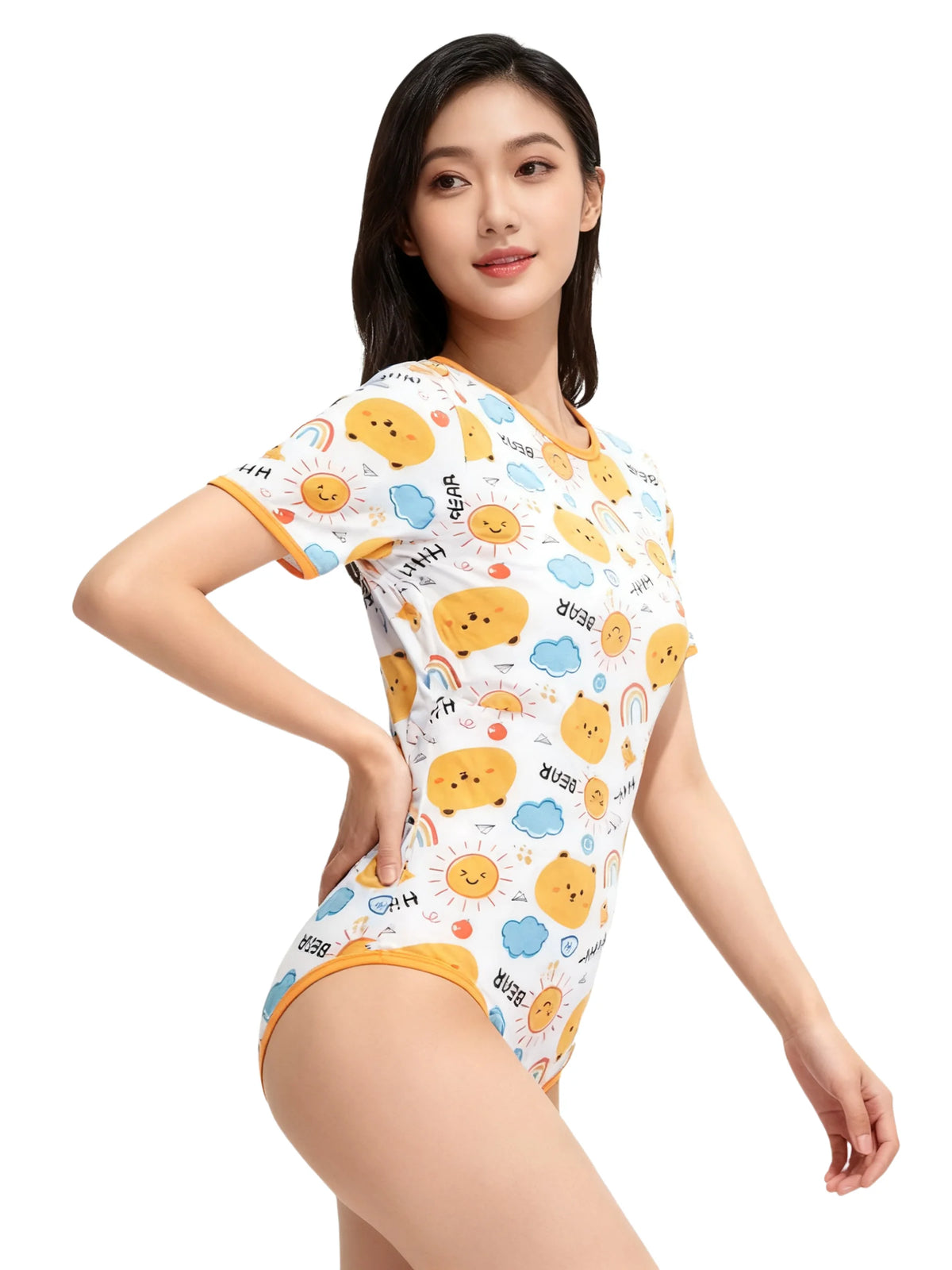 Sun bear printing bodysuit/adult onesie/abdl clothes