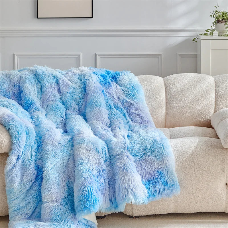 Fluffy Fuzzy Faux Fur Throw Blanket for Couch Sofa Bedroom Blanket  Lightweight Thermal Blanket Warm Blankets for Winter