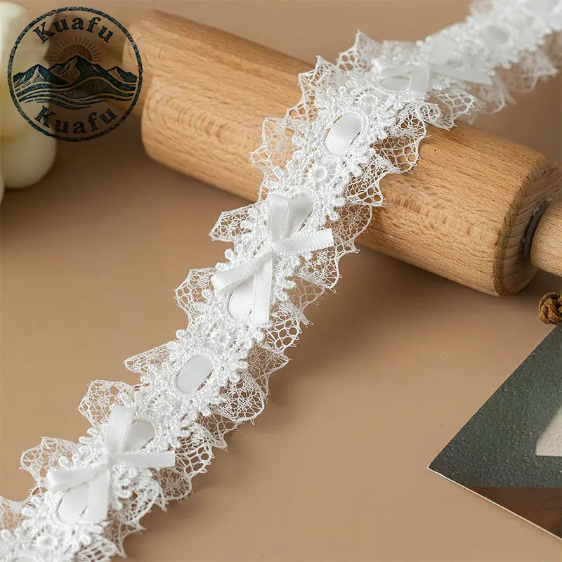 1 Yard Lace Trim Pleated Fabric Ruffle Ribbon Edge
