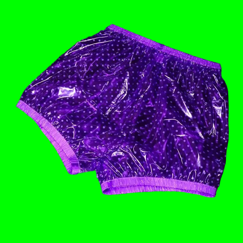 PVC Waterproof Dot Graphics Sheer Mini Shorts Elastic Waist