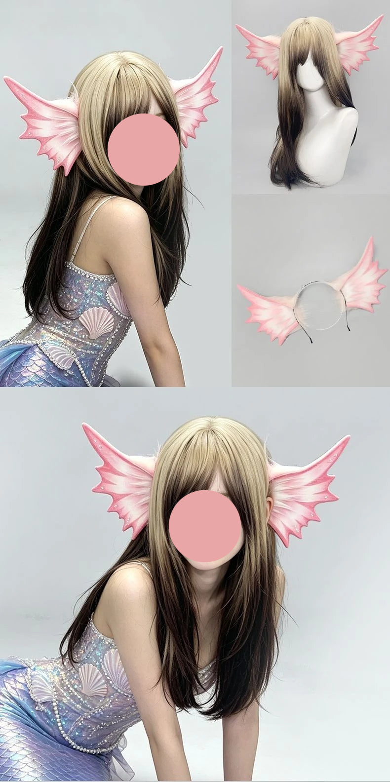 Sea Monster/Mermaid/Elf/Beast Ear Hair Hoop Girl Fish Fin Gothic Hair Ornament Manga Exhibition Deep Sky Mermaid COS Headpiece
