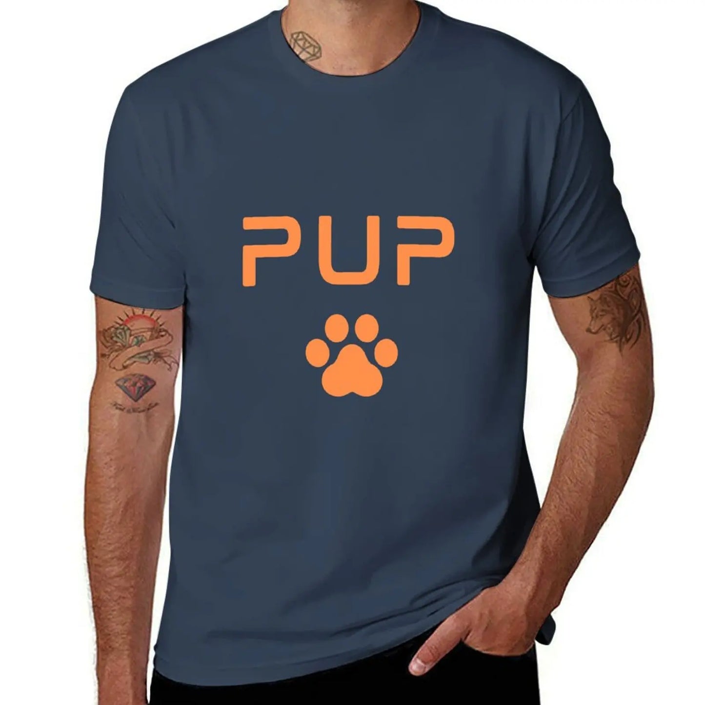 PUP Paw Print - Orange T-Shirt oversized mens cotton t shirts