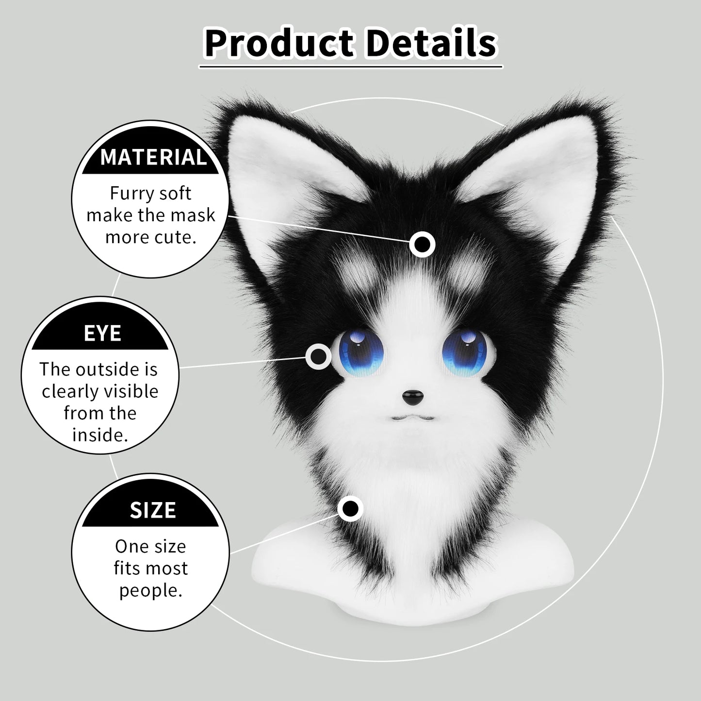 Furry Head Mask Cat /Fox Costume