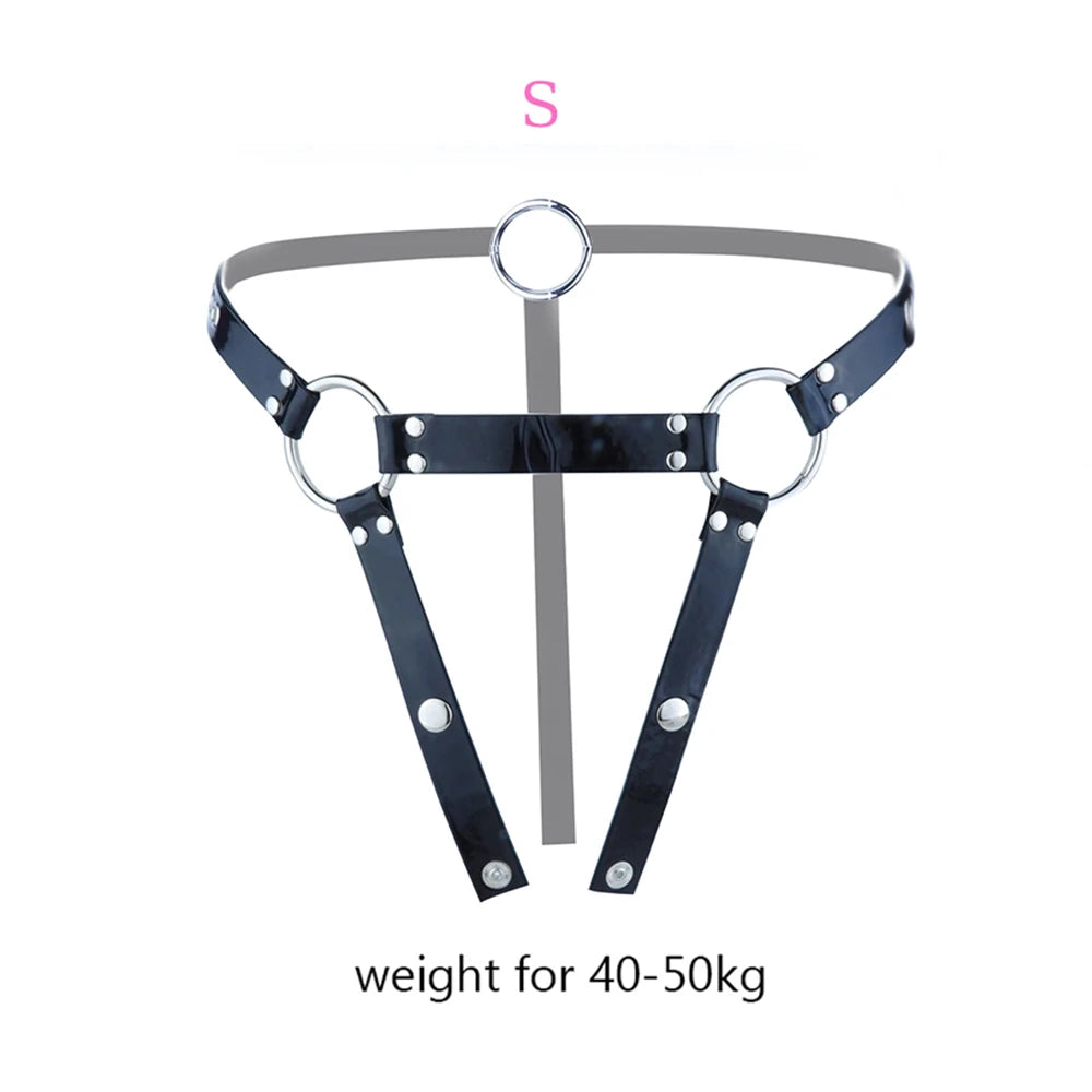 PU Leather Chastity Belt For Metal Cage Harness Belt