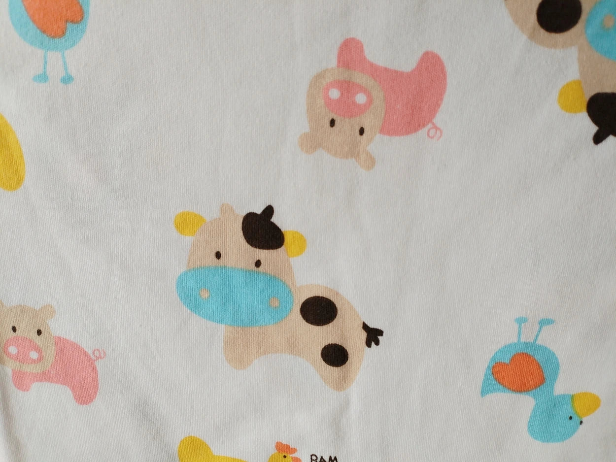 Plus Size ABDL Baby Cartoon Pattern T shirt With Snaps At One Shoulder