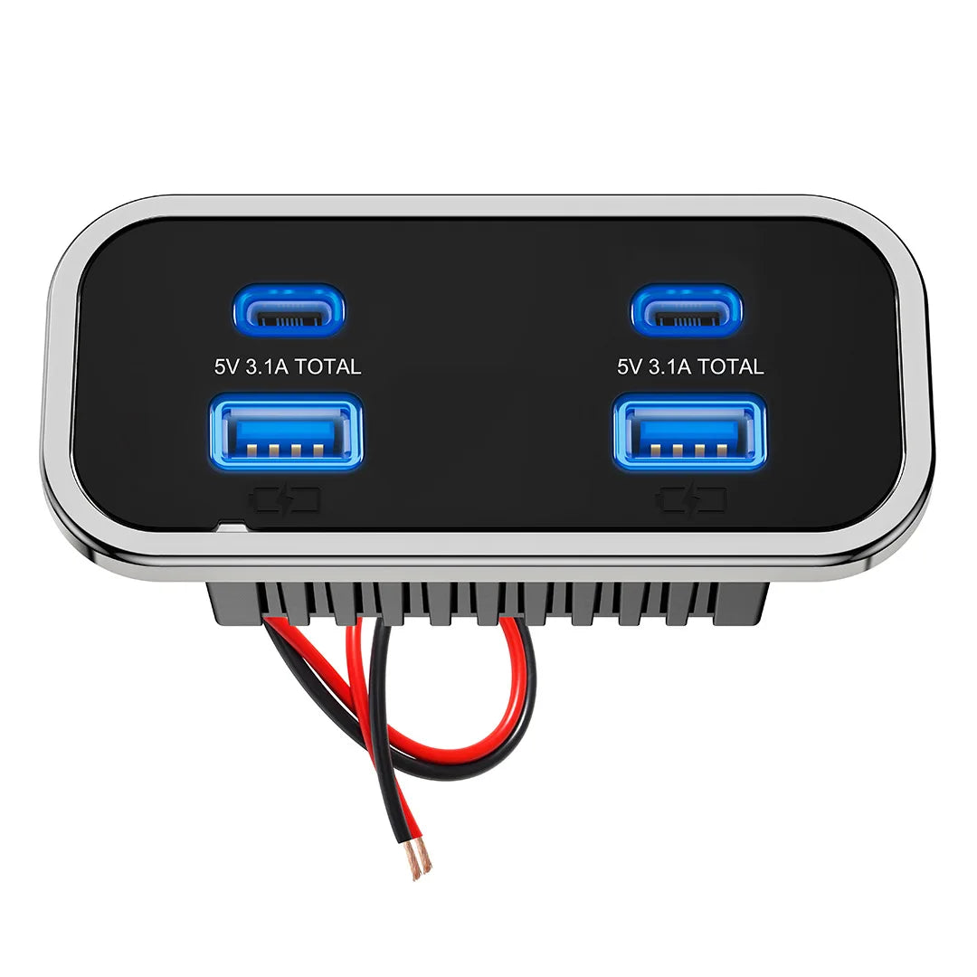 Car Charger Dual USB Type-C 4 Ports Quick Charging Socket