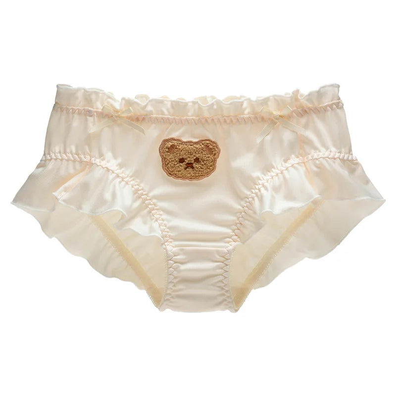 Milk Silk Middle Waist Lovely Cartoon Bear Panties