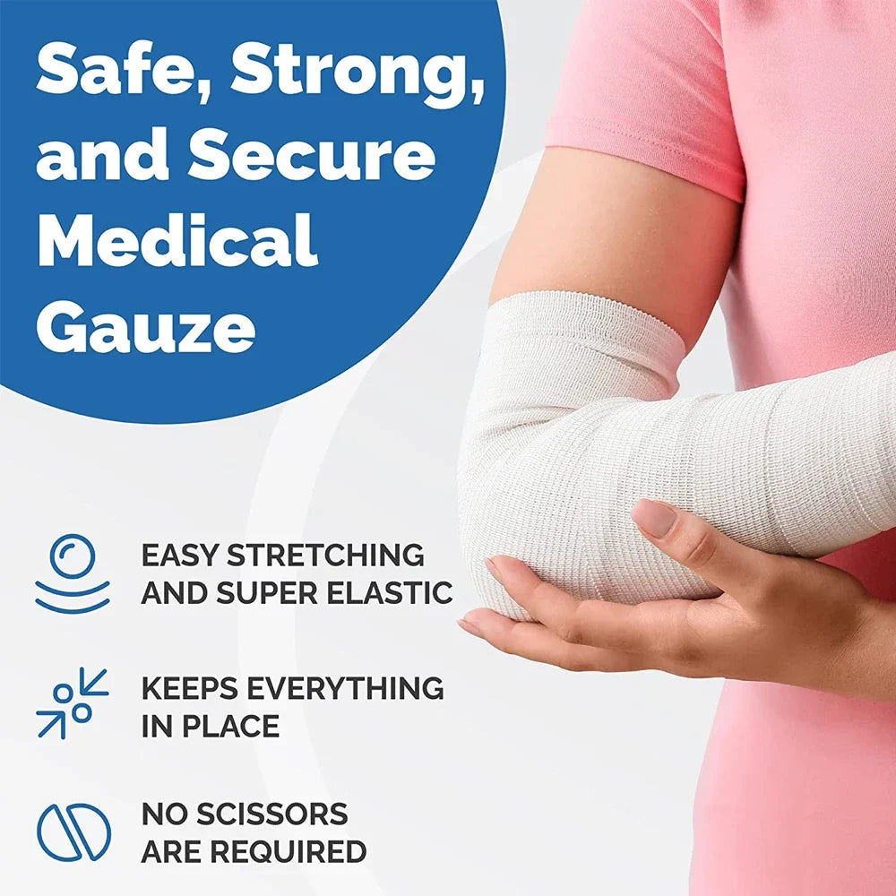 Breathable Gauze Bandage Rolls–4 Rolls- Premium First Aid Supplies