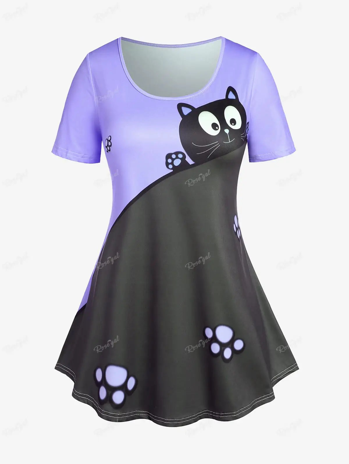 Summer T-Shirt, Cute Cat Print Tee