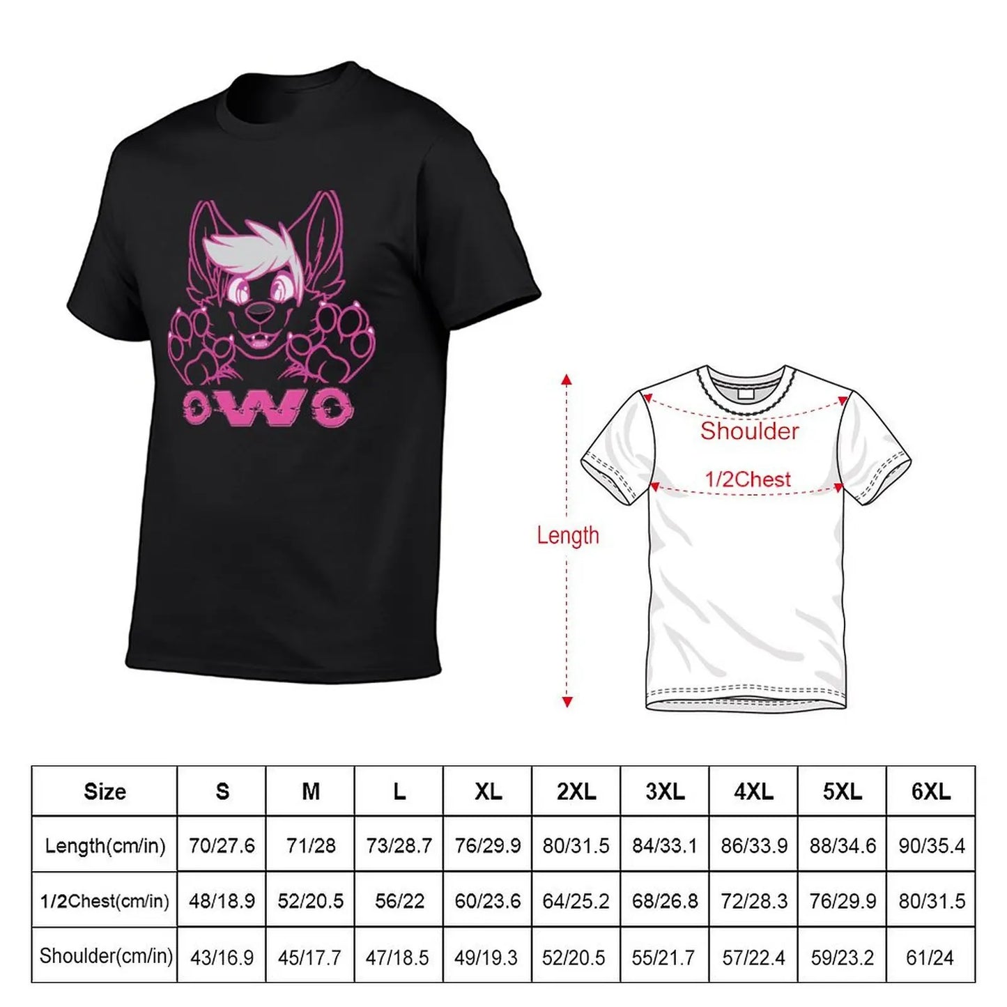 OwO Cute Puppy Kawaii Pink Glitchy Furry Fandom T-Shirt