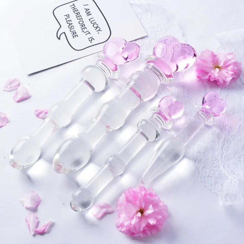 Crystal Glass Dildo Products Stimulation Beads Massage for Couples