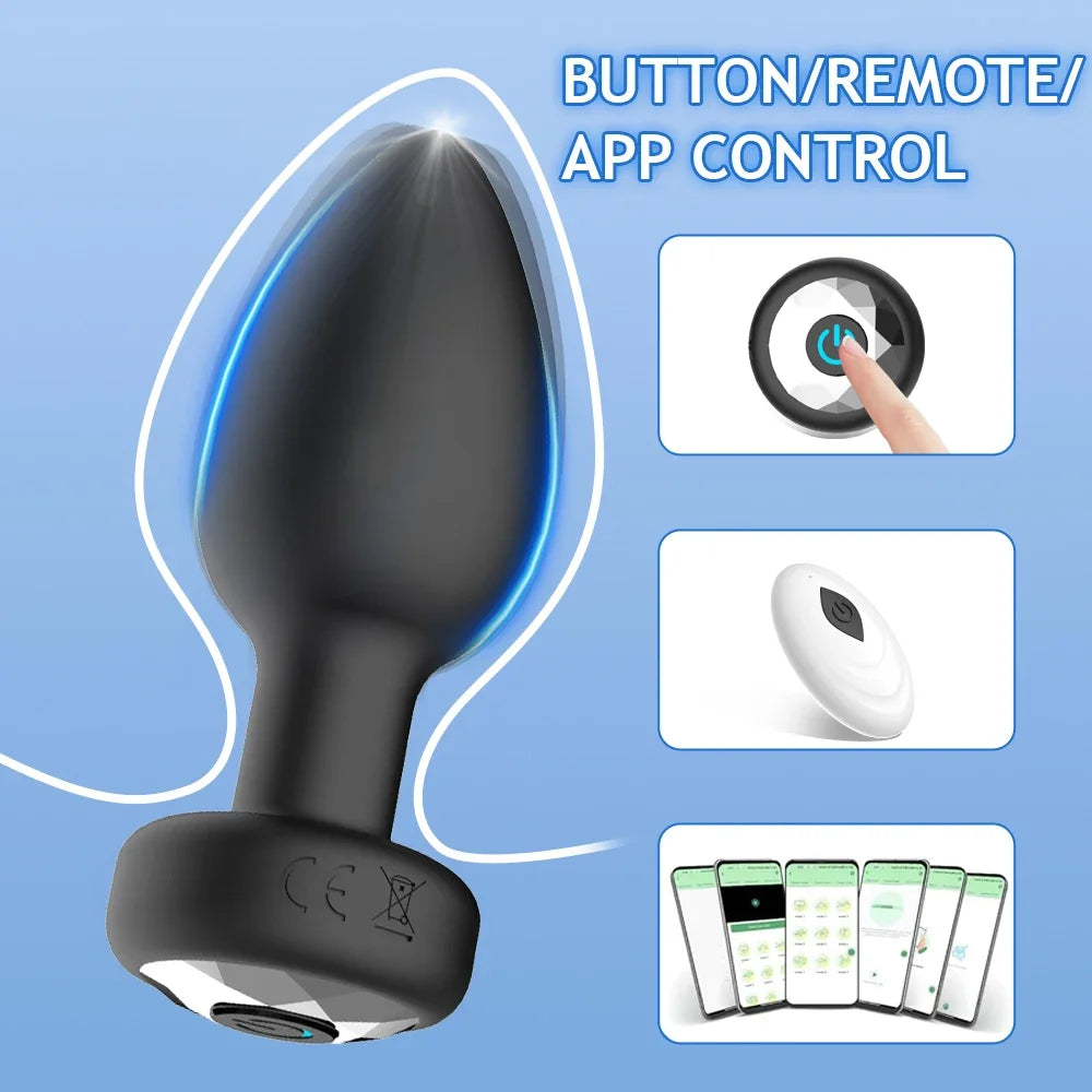 APP/Remote Control Anal Vibrator Wireless Bluetooth Butt Plug Stimulator Male Prostate Massager
