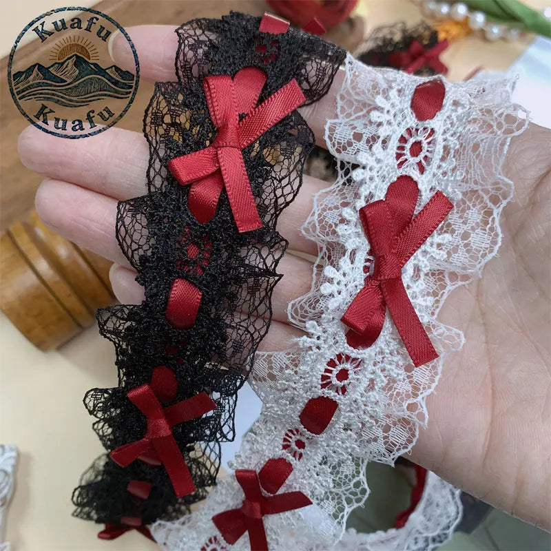 1 Yard Lace Trim Pleated Fabric Ruffle Ribbon Edge