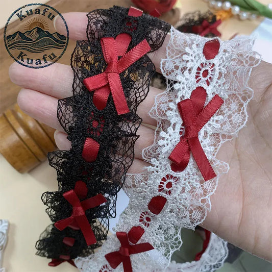 1 Yard Lace Trim Pleated Fabric Ruffle Ribbon Edge