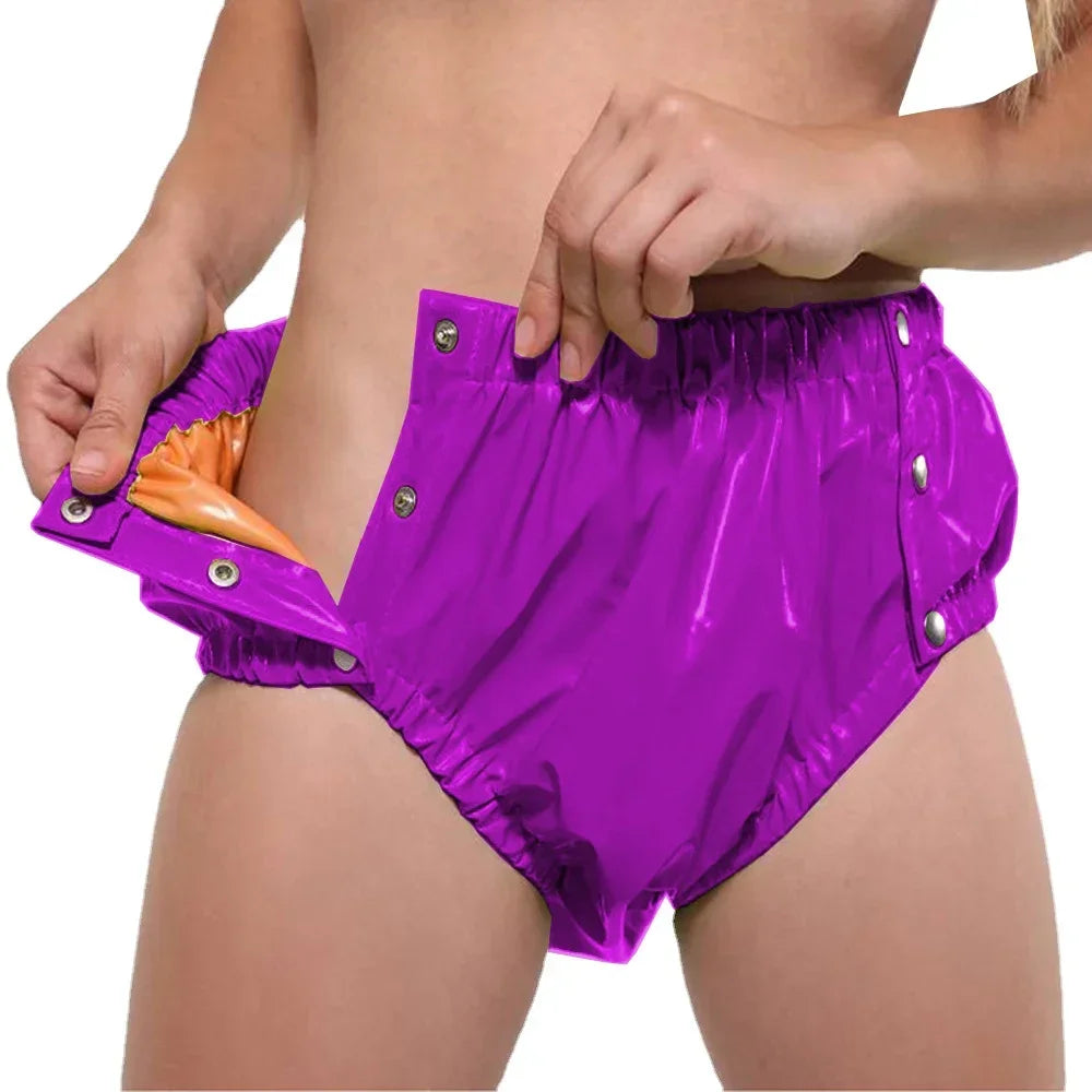 Shiny PVC Leather Double Layer Splicing Panties Sissy Cosplay Fetish