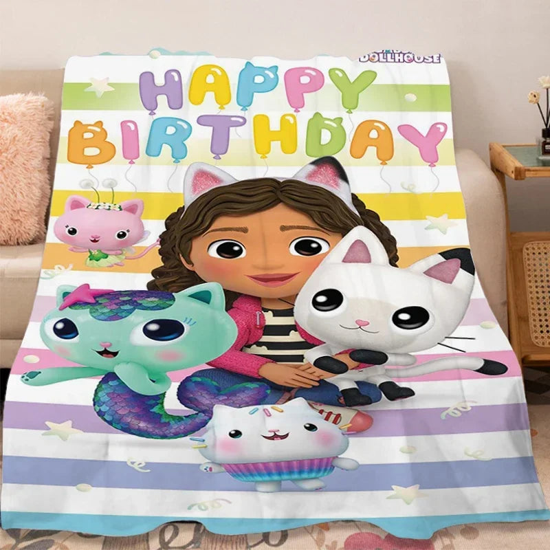 G-Gabbys D-Dollhouse Flannel Blanket Sofa Winter Lovely Warm Bed Fleece Custom Fluffy Soft Blankets Microfiber Bedding Kids Gift