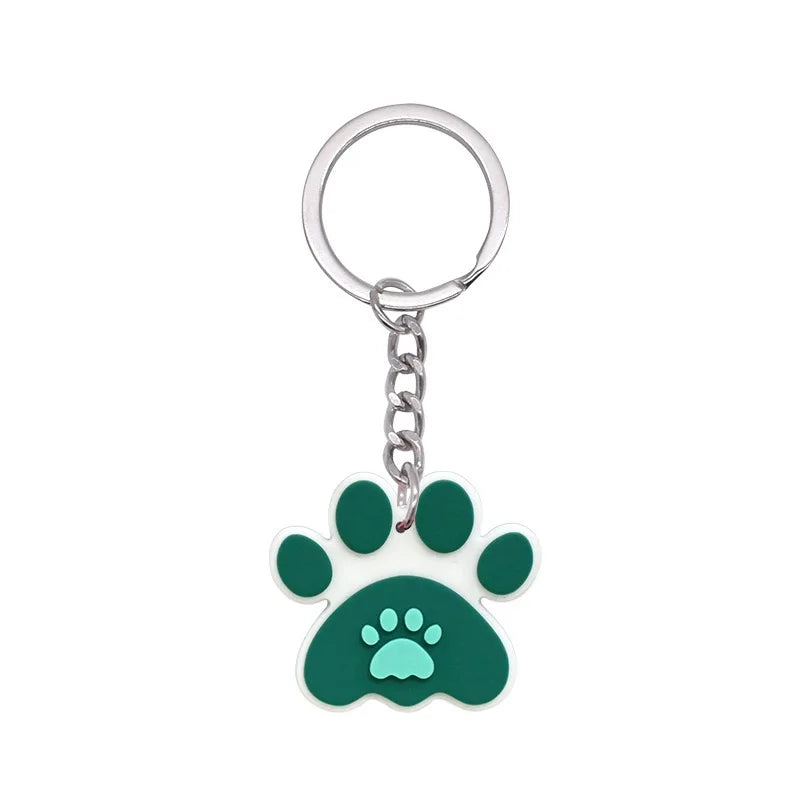 1-21Pcs Lovely Dog Paw PVC Keychain Backpack Charm Pendant