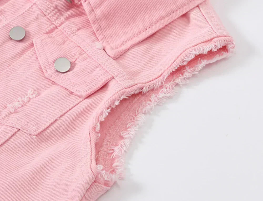 Casual Vintage Elegant Sleeveless Denim Vest