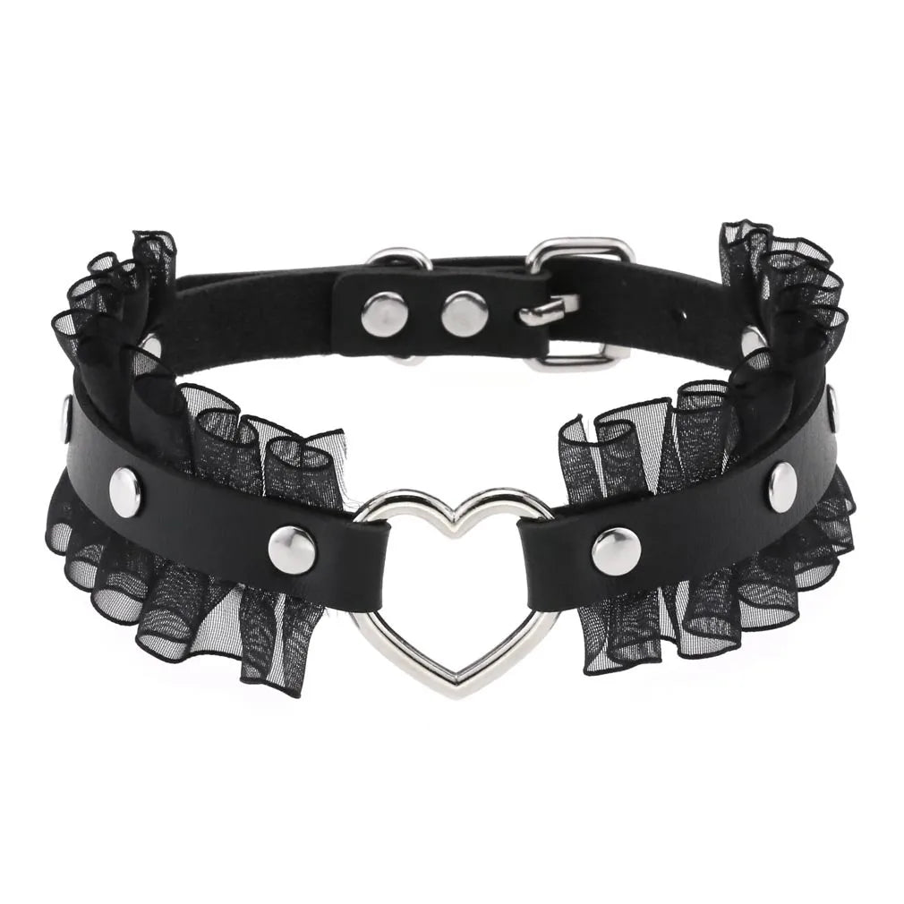 Gothic PU Leather Tassel Chain Choker Collars