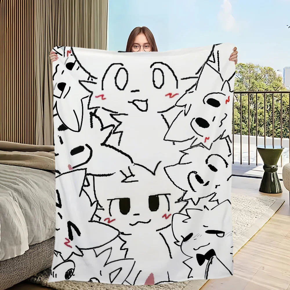 Cute Boykisser Silly Cat Soft Comfortable Plush Blanket