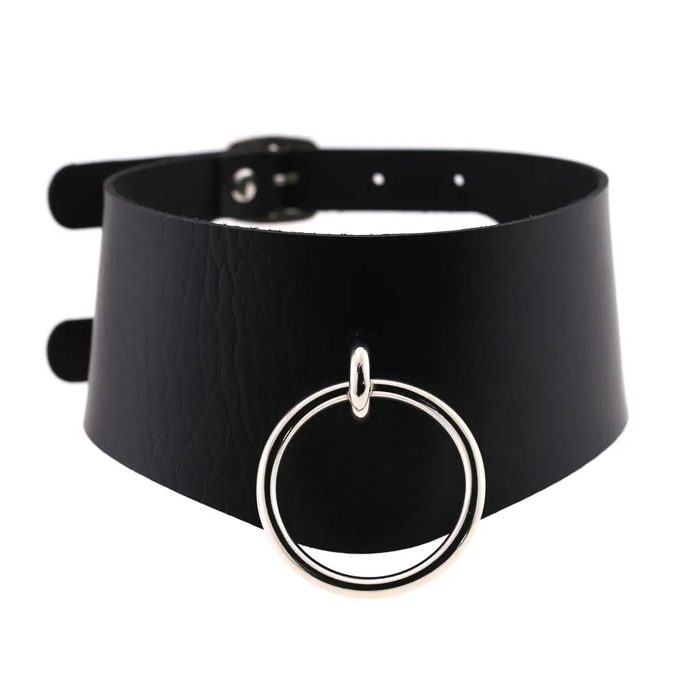 Gothic PU Leather Tassel Chain Choker Collars