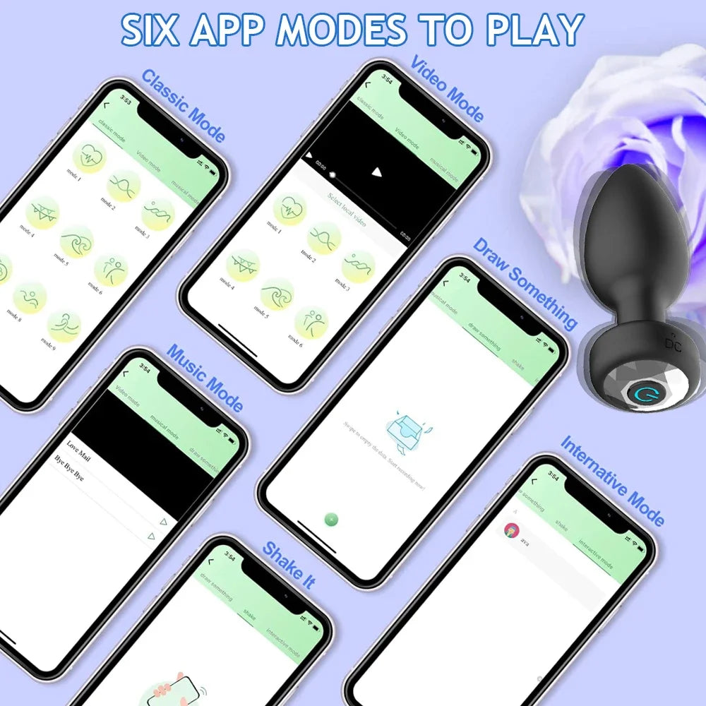APP/Remote Control Anal Vibrator Wireless Bluetooth Butt Plug Stimulator Male Prostate Massager