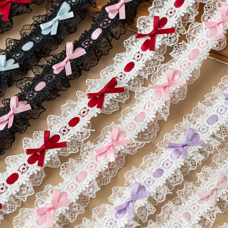 1 Yard Lace Trim Pleated Fabric Ruffle Ribbon Edge