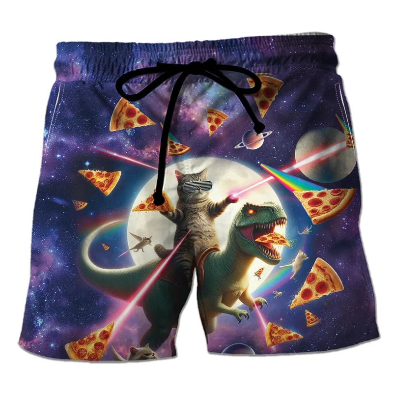 Funny 3D Printing Dinosaur Beach Shorts