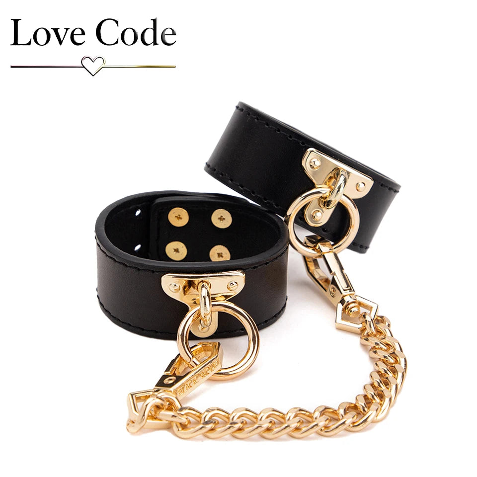 Genuine Leather BDSM Bondage Kits Sex Toys for Couples Handcuff Ankle Cuffs Collar Gag Hogtie Restraints SM Set Adult Love Games