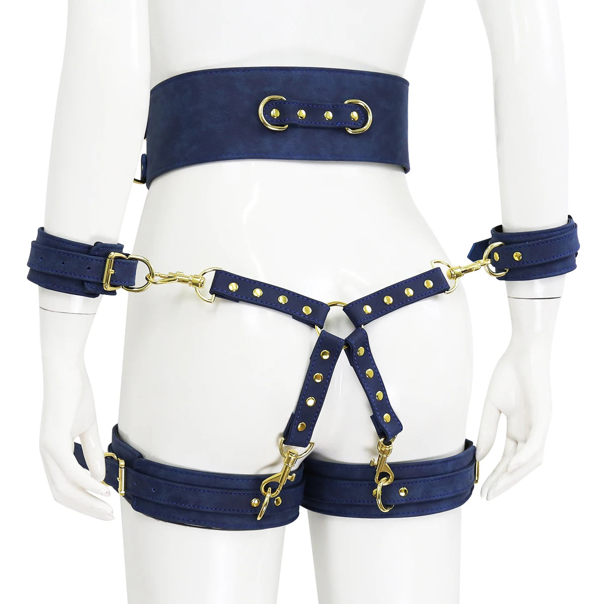 Puppy play SM Bondage Kit  Waistband, Wrist & Thigh Cuffs, Cross Buckle, Adult Games