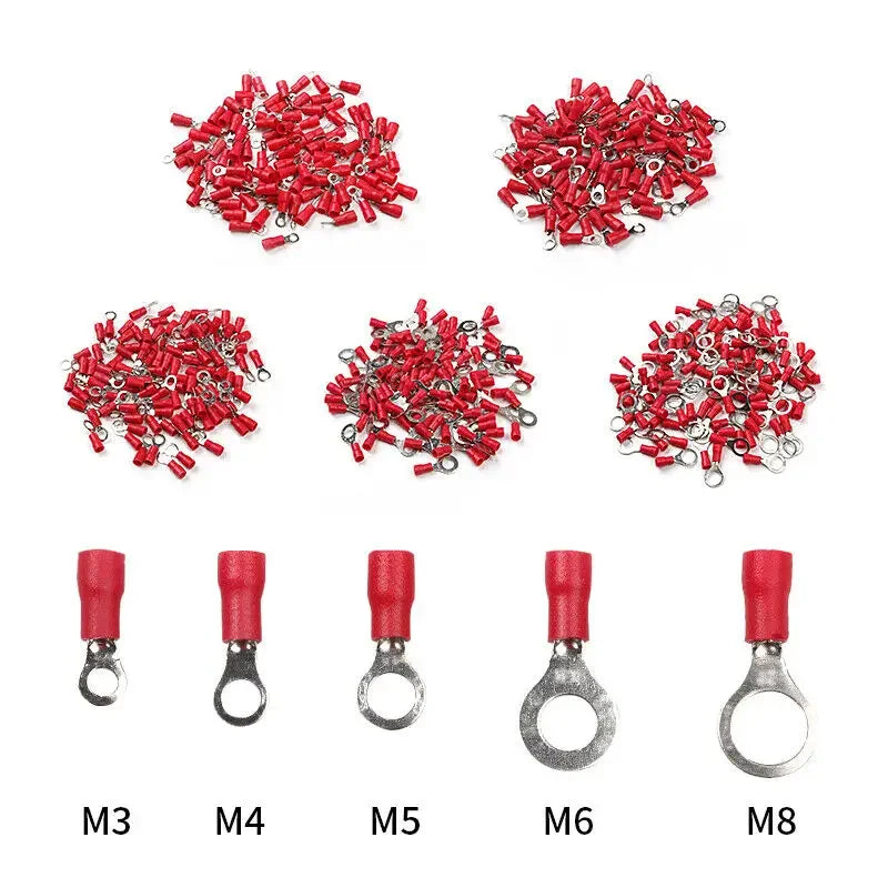 10/50/100Pcs Insulated Ring Terminal Crimp Connector Ring Cable Wire Connectors Cord Pin End Butt Terminals RV1.25 RV2 RV5.5