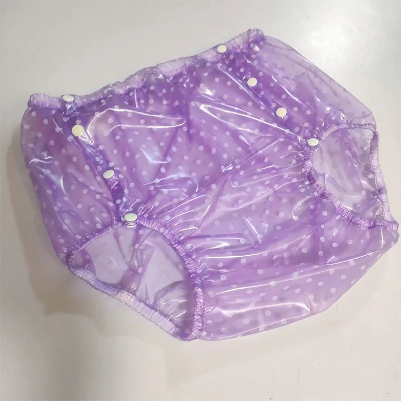 Polka Dot Clear PVC Snap Button Unisex ABDL Transparent Incontinence Shorts