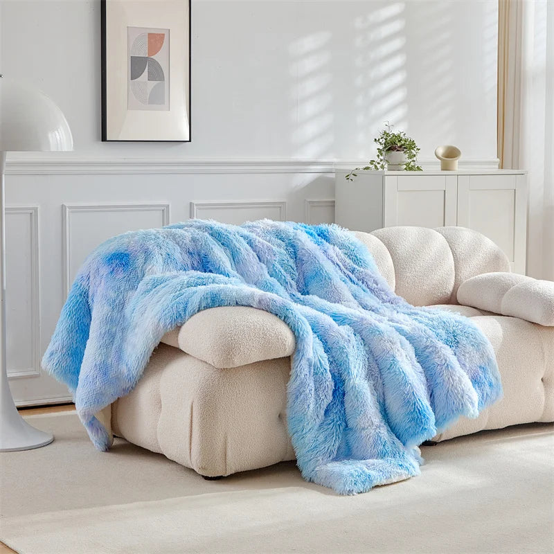 Fluffy Fuzzy Faux Fur Throw Blanket for Couch Sofa Bedroom Blanket  Lightweight Thermal Blanket Warm Blankets for Winter