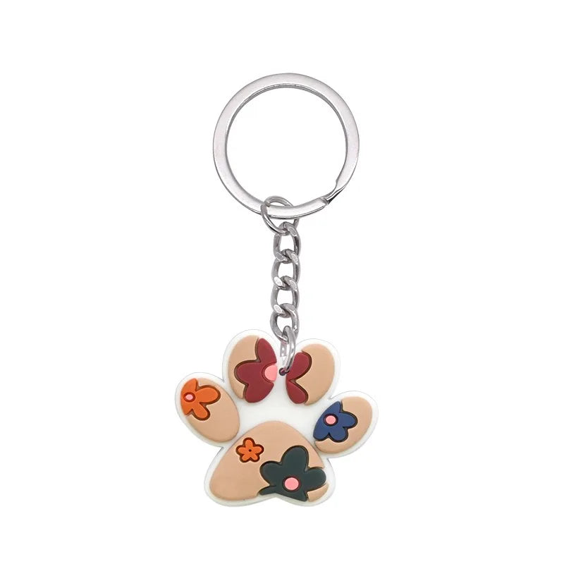1-21Pcs Lovely Dog Paw PVC Keychain Backpack Charm Pendant