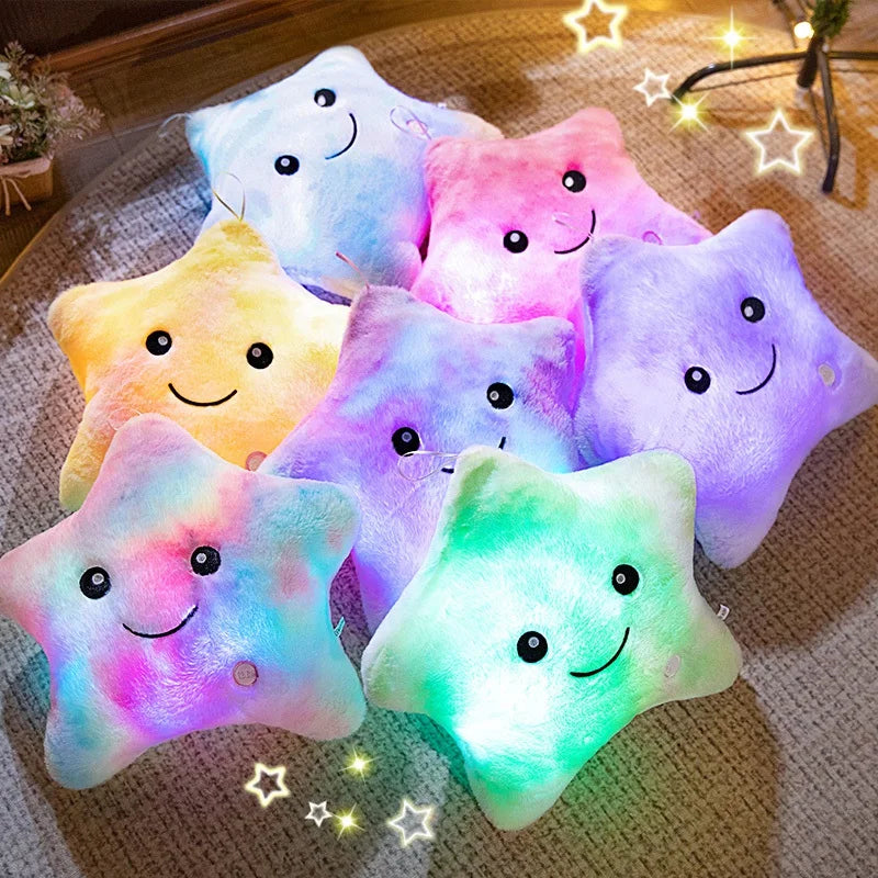 LED Light Star Plush Toy Soft Stuffed Star Pillow