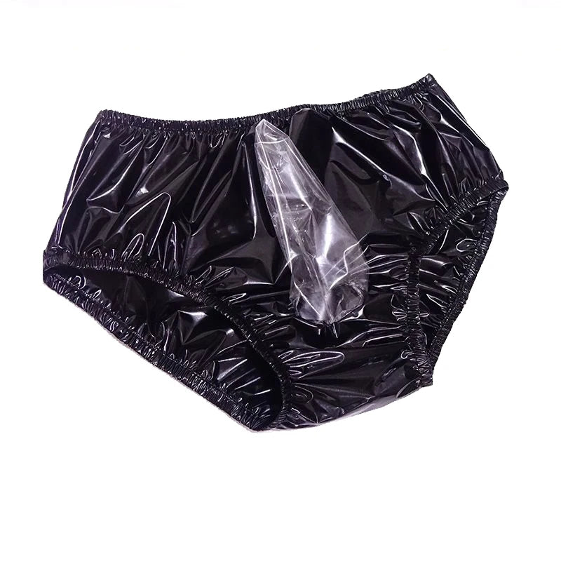 Men's Loose Fit PVC Plastic Underwear with Front Bag
