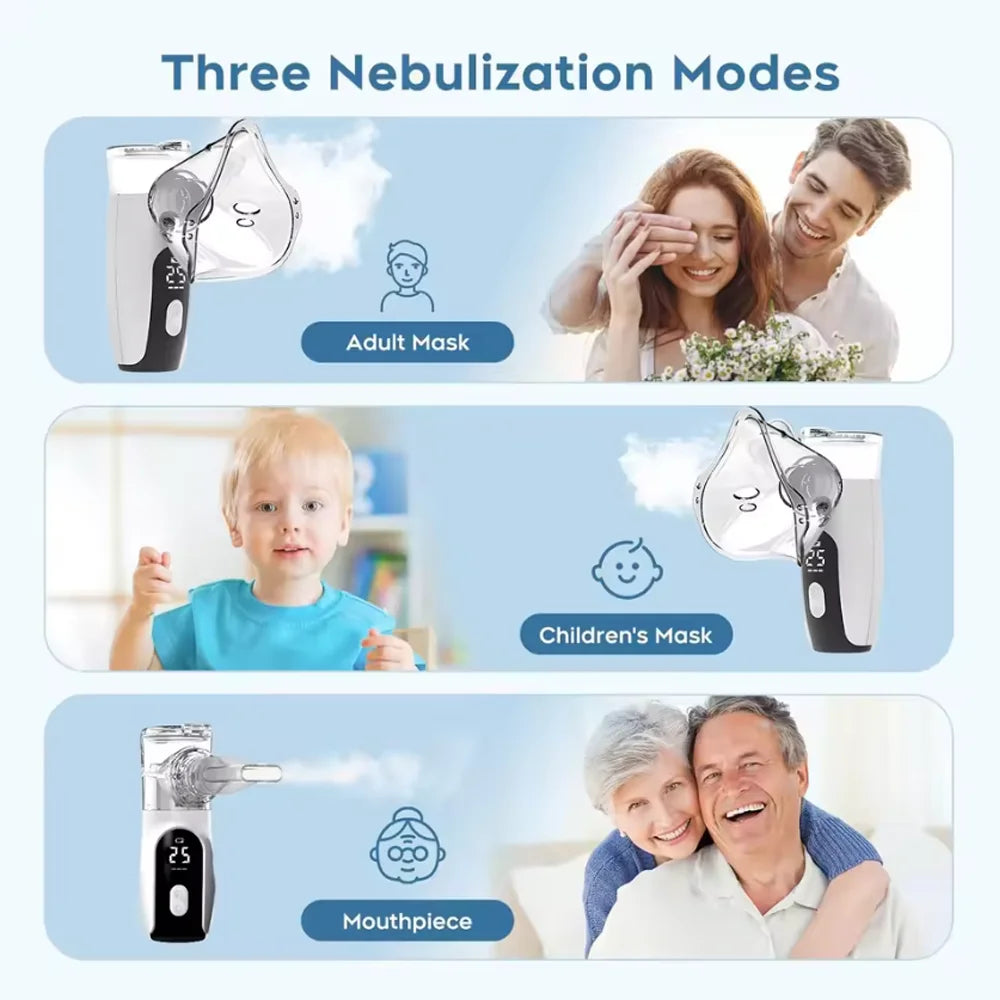 Medical Silent Ultrasonic Nebulizer Automizer Handheld Respirator Portable Asthma Humidifier for Kids Children Adult Health Care