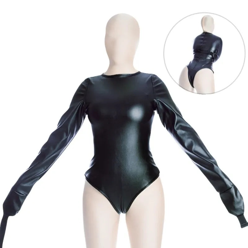 Jumpsuit Shapewear with Fetish Slave Ribbon Bondage Restraint for Couples