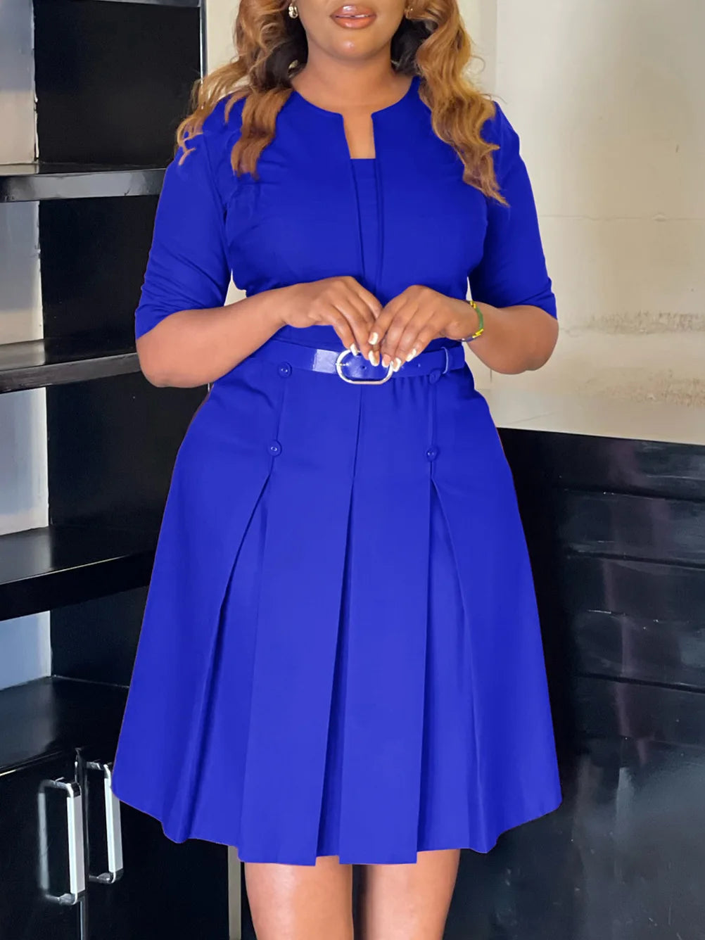 Solid Color Women's Dress