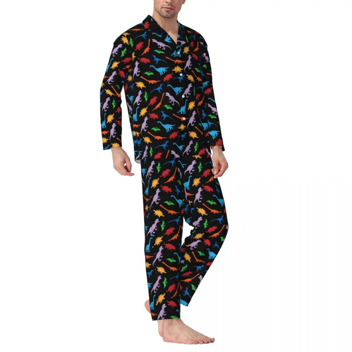 Colorful Cute Dinosaurs Pajamas Unisex Cartoon Dinos Jungle 2 Pieces