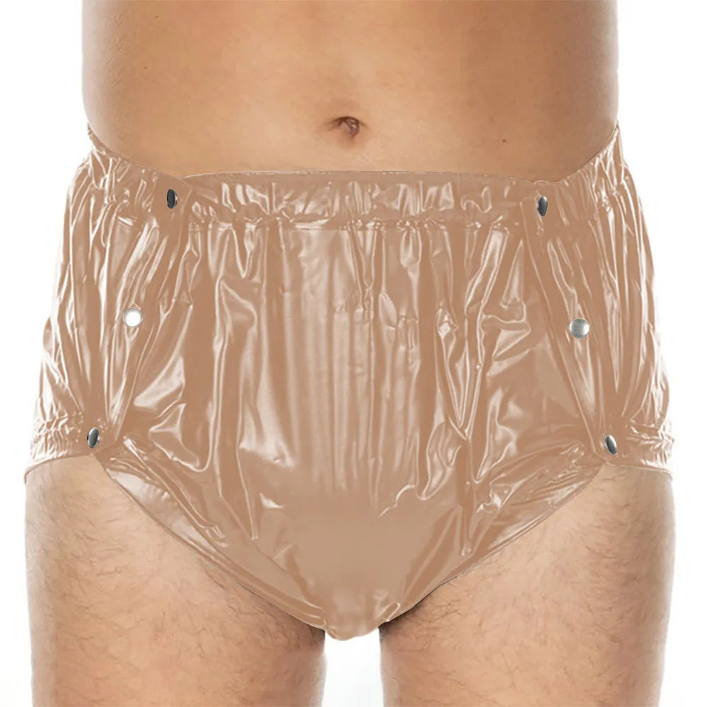 Unisex PVC Shiny Wetlook Button-up Sissy Knicker Nappy Covers for ABDL
