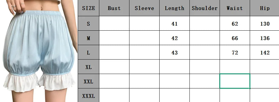 Lolita Cosplay Satin Bloomers Safety Pants Women Ruffled Pumpkin Pants Anti Exposure Elastic Lantern Shorts Dress Pettipants