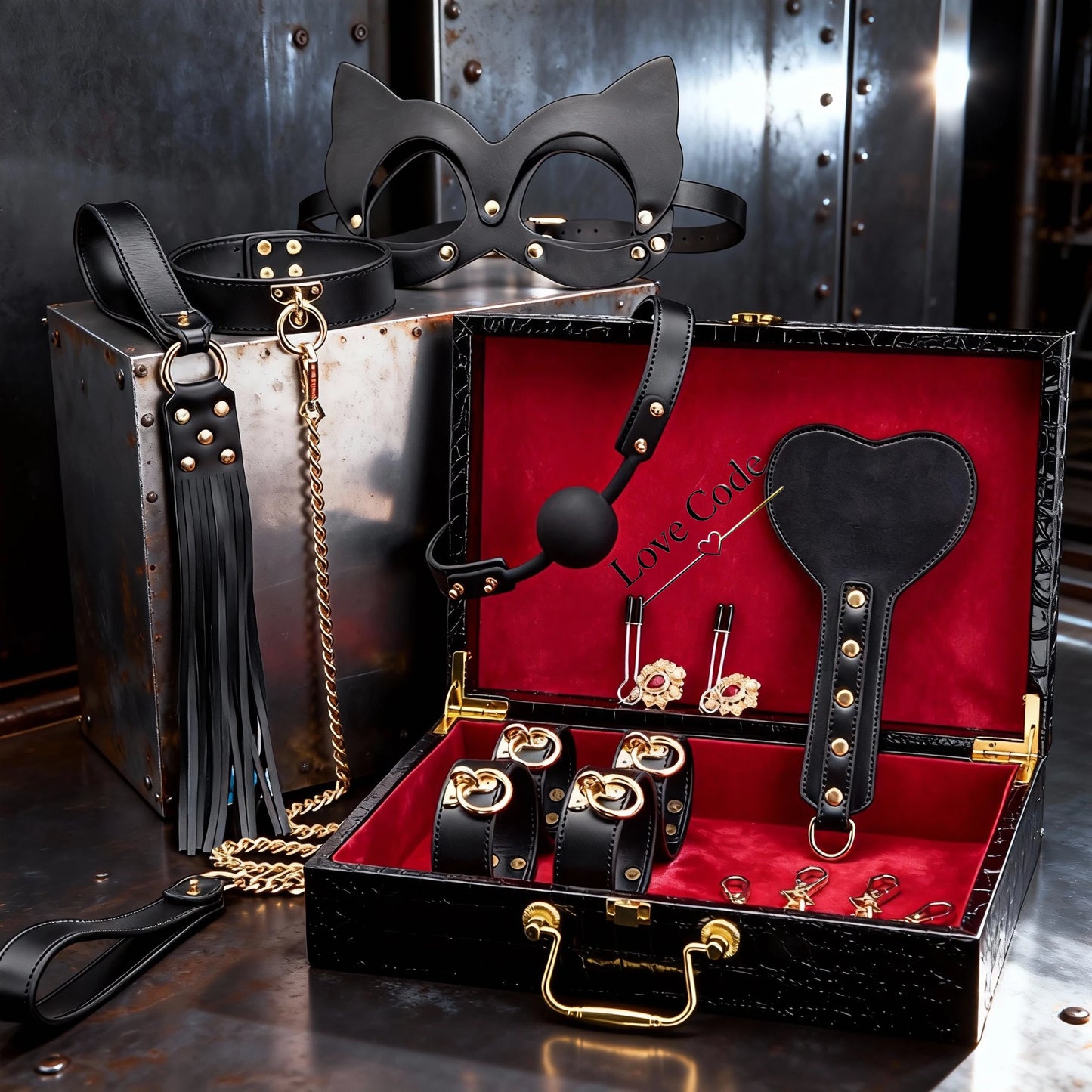 Genuine Leather BDSM Bondage Kits Sex Toys for Couples Handcuff Ankle Cuffs Collar Gag Hogtie Restraints SM Set Adult Love Games
