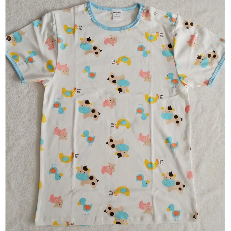 Plus Size ABDL Baby Cartoon Pattern T shirt With Snaps At One Shoulder