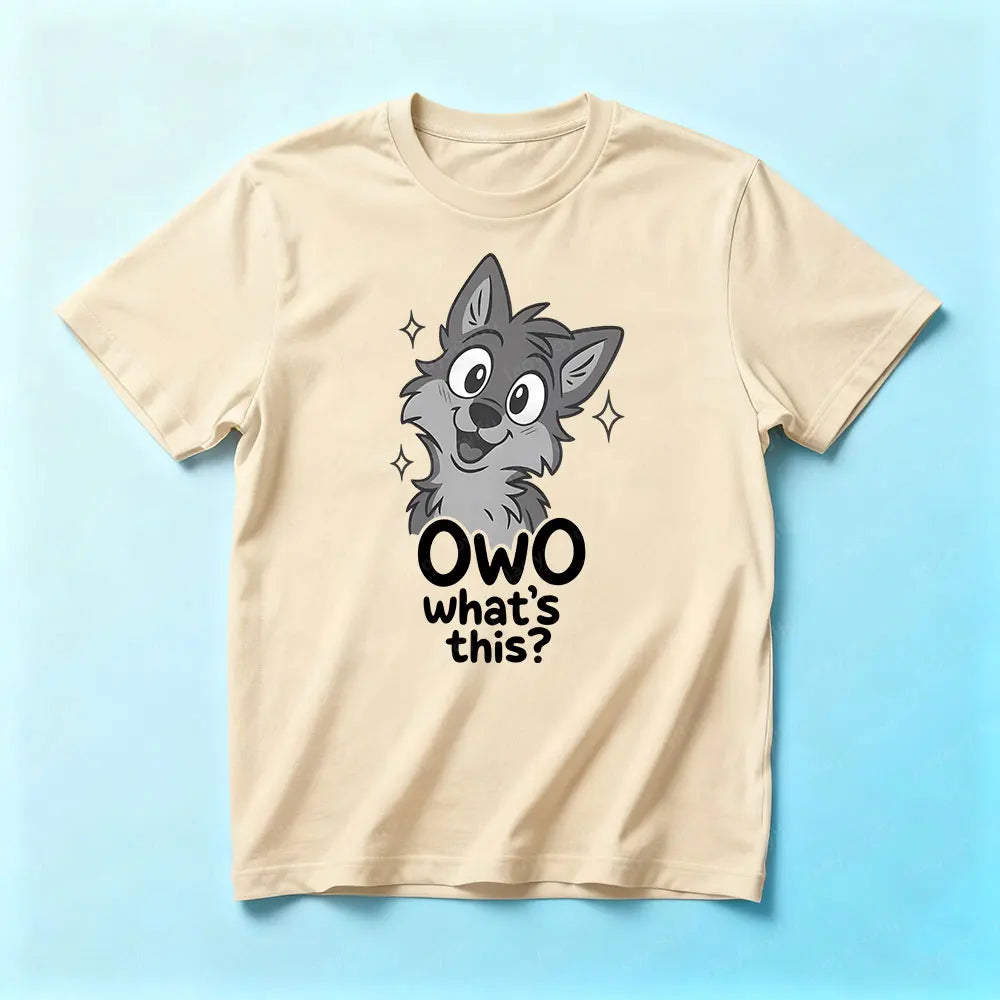 "OwO What's This ?" Cute Unisex Furry Wolf Printed Tshirt