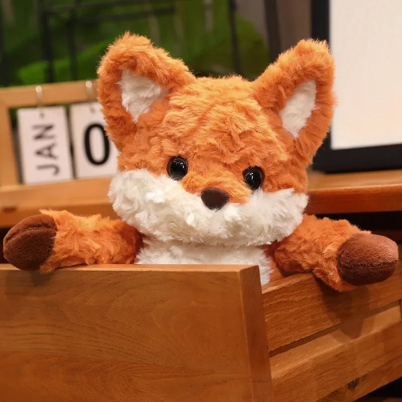 35cm/50cm Cute Fluffy Fox Plush Toy Soft Cartoon Orange Foxes