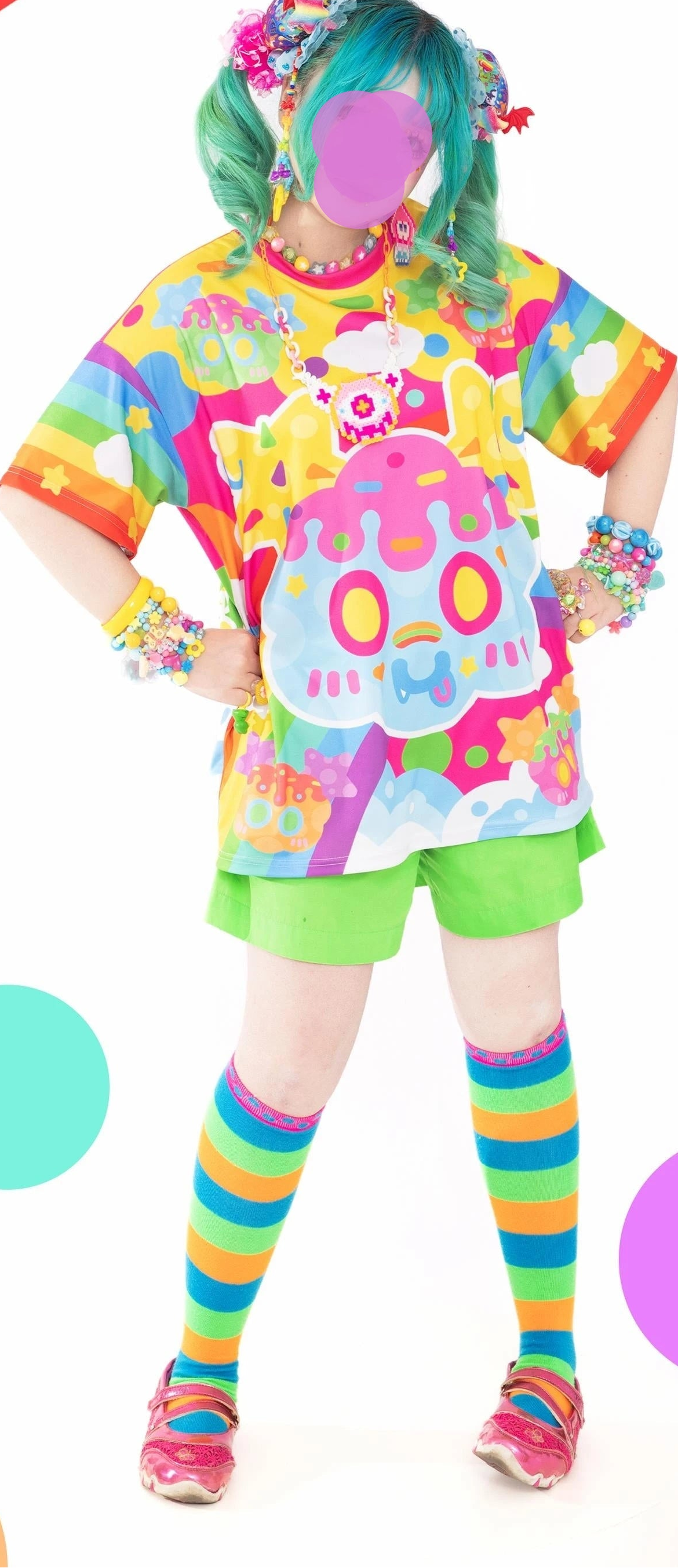 Newest Summer Neon Candy Style T-Shirt Trendy Short-Sleeve for Adults