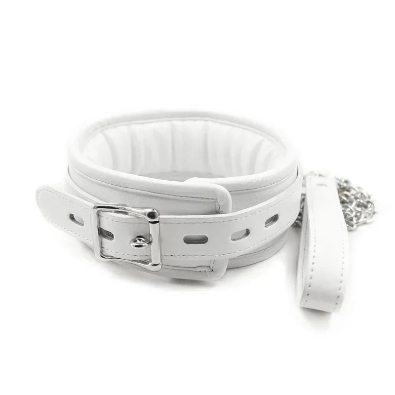 Sponge Metal Chain Handcuffs Ankle Cuff Collar Bondage Toy Kit