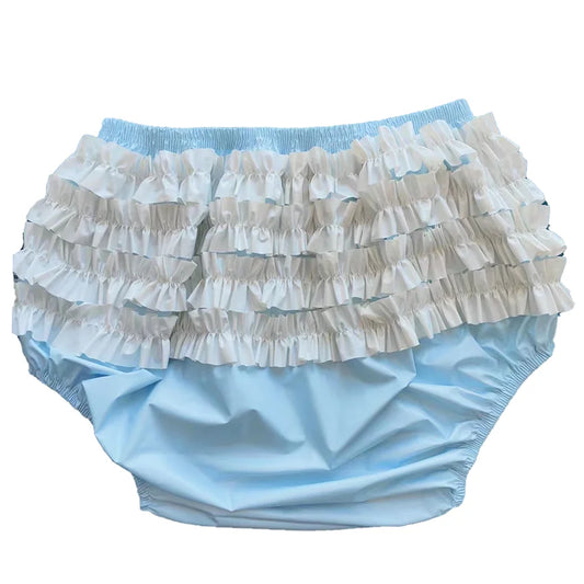 LanggKee Haian Baby PVC Frilly Pull-on Plastic Pants Color Blue